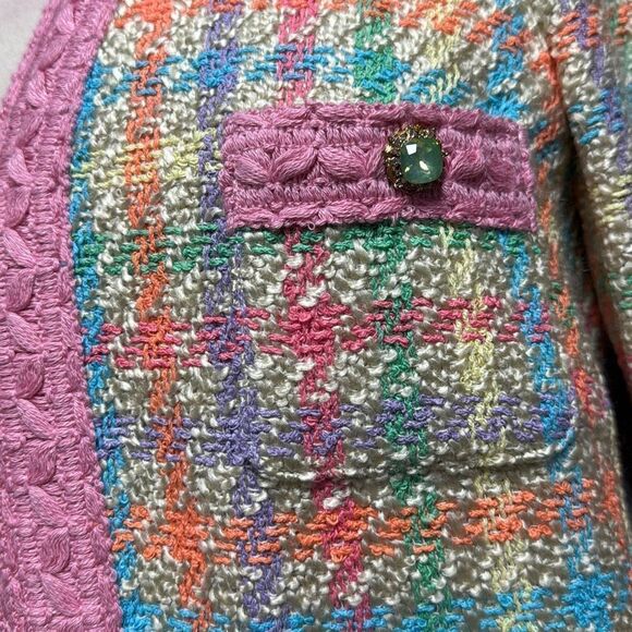 Edward Achour Paris Women’s Pink Multi Checkered Blazer Jacket Size 42 NEW - Picture 3 of 10